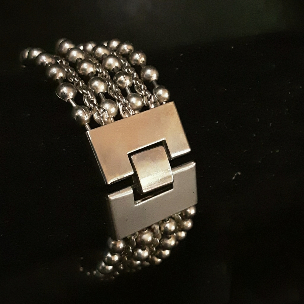 Vintage Silver Metal Ball and Chain Bracelet